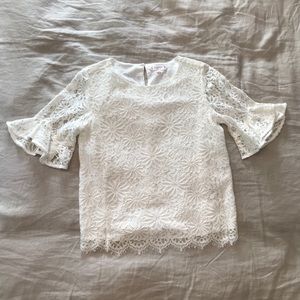 Nanette Lepore Bell-Sleeve White Lace Shirt